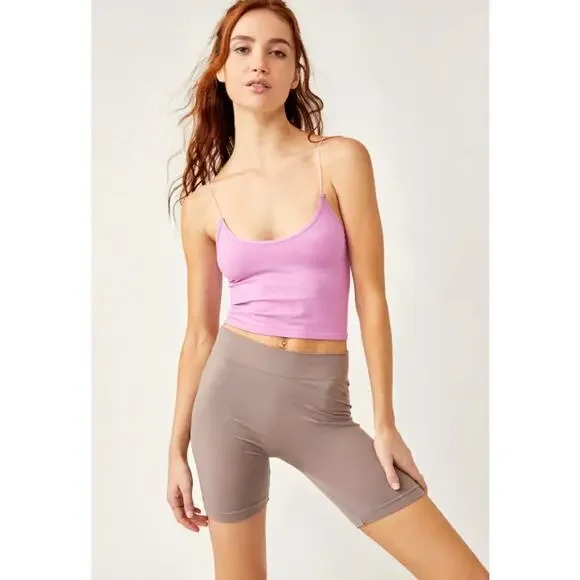 NWT Free People Skinny Strap Seamless Brami in Color Crocus/Mauve Pink Size M/L - Picture 3 of 5